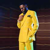 Sky Blue Tuxedos Men Suits Double Breasted Blazer Pants Men Jacket Two Splits on Front Custom Party Clothing